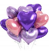 Fóliové srdce růžovo-fialové, 10 ks