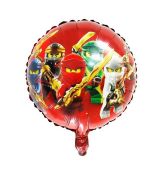 Fóliový balónek NINJA, červený, kulatý, 43 cm