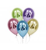 Balónky platina č. "18", mix barev, 30 cm, 5 ks