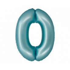 Fóliový balónek číslo 0 - světle modrý, 76 cm