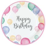 Balónkové happy birthday talířky 8 ks, 23 cm