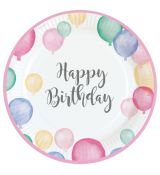 Balónkové happy birthday talířky 8 ks, 23 cm