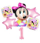 Balónkový set Baby Minnie, 1.narozeniny, 6 ks