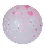 Obří balónek transparentní srdíčka růžová