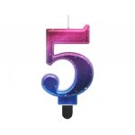 Svíčka na dort č. 5, metalická, NOČNÍ OBLOHA, 8 cm