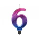 Svíčka na dort č. 6, metalická, NOČNÍ OBLOHA, 8 cm