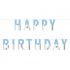Papírová girlanda Happy Birthday, modro-stříbrná, 160 cm