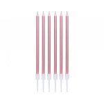 Úzká svíčka rose-gold, 6 ks