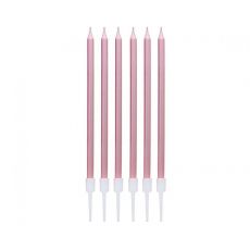 Úzká svíčka rose-gold, 6 ks