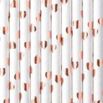 Papírová brčka SRDCE rose-gold, 10 ks