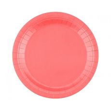 Růžové talířky papírové 23 cm, 14 ks