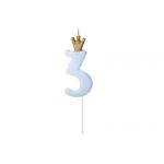 Narozeninová svíčka číslo 3 světle modrá, 9,5 cm