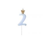 Narozeninová svíčka číslo 2 světle modrá, 9,5 cm