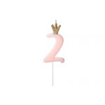 Narozeninová svíčka číslo 2 světle růžová, 9,5 cm