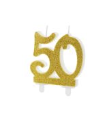 Svíčka na dort č. 50 - zlatá, 7,5 cm