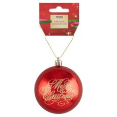 Vánoční koule červená Merry Christmas, 8 cm, 1 ks