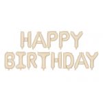 Fóliový balónek nápis Happy Birthday světle krémový