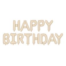 Fóliový balónek nápis Happy Birthday světle krémový