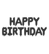 Fóliový balónek nápis Happy Birthday černý
