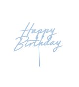 Akrylový zápich na dort Happy Birthday, mlhavě modrá, 16.5 cm