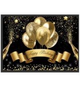 Foto plátno zlato-černá Happy Birthday, 150 x 100 cm