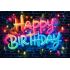 Foto plátno Neon Happy Birthday, 150 x 100 cm