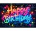 Foto plátno Neon Happy Birthday, 150 x 100 cm