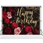 Foto plátno Happy Birthday, květiny třpyt, 210 x 130 cm