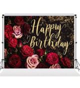 Foto plátno Happy Birthday, květiny třpyt, 210 x 130 cm