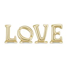 Stojící fóliový balónek nápis LOVE, zlatý, 350x114 cm