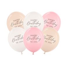 Balónky Happy Birthday růžový mix, 6 ks, 30 cm