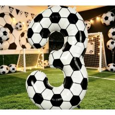 Fóliový balónek číslo 3 Fotbal, 102 cm