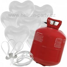 Helium 50  + srdíčka 50 ks bílé