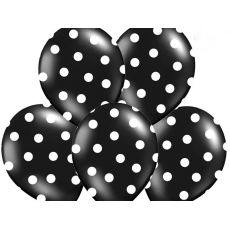 Balónek tečky, černá, 30 cm, 6 ks