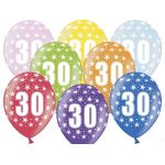 Balónek číslo 30 mix barev, 6 ks