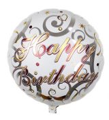 Fóliový balónek Happy Birthday stříbrný 45 cm