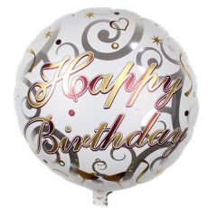 Fóliový balónek Happy Birthday stříbrný 45 cm