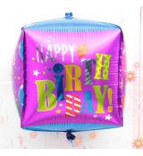 Fóliový balónek kostka Happy Birthday 45 x 45 cm