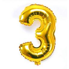 Fóliový balónek číslo 3 - zlatý, 40 cm