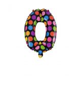 Fóliový balónek číslo 0 - barevný, 40 cm