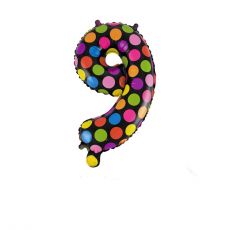 Fóliový balónek číslo 9 - barevný, 40 cm
