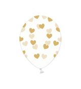 Balónek křišťálový zlaté srdce, 30 cm, 6 ks