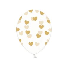 Balónek křišťálový zlaté srdce, 30 cm, 6 ks