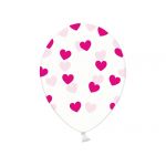 Balónek křišťálový fuchsiové srdce, 30 cm, 6 ks