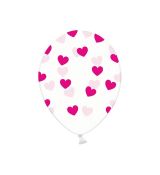 Balónek křišťálový fuchsiové srdce, 30 cm, 6 ks