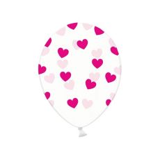 Balónek křišťálový fuchsiové srdce, 30 cm, 6 ks