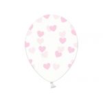 Balónek křišťálový růžové srdce, 30 cm, 6 ks