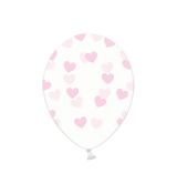 Balónek křišťálový růžové srdce, 30 cm, 6 ks