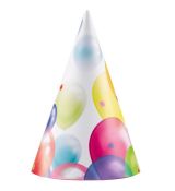 "Balónky" party čepičky 8 ks, 16 cm
